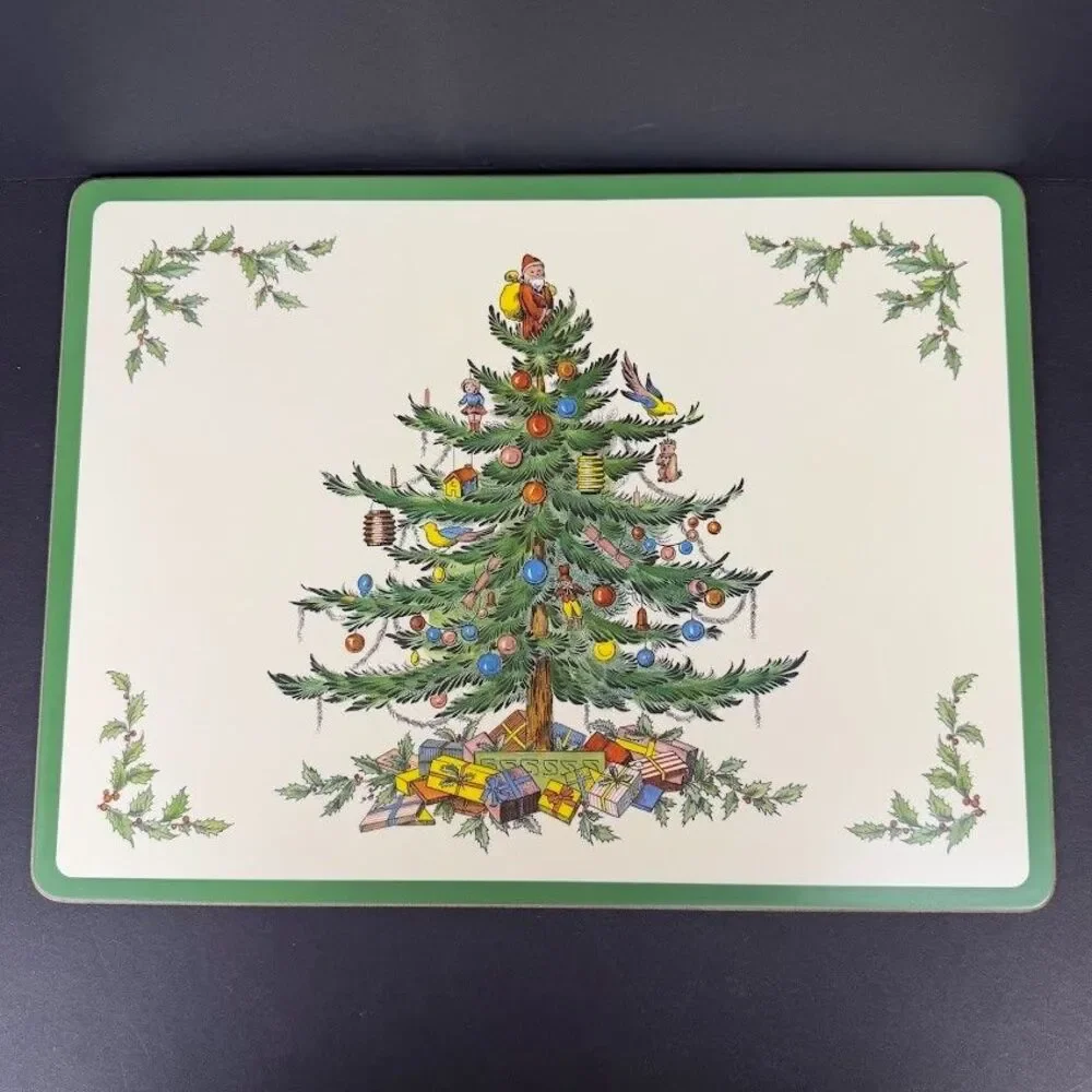 Set of 4 Spode Christmas Tree Cork/Acrylic Finish 16x12 Placemats Made England
